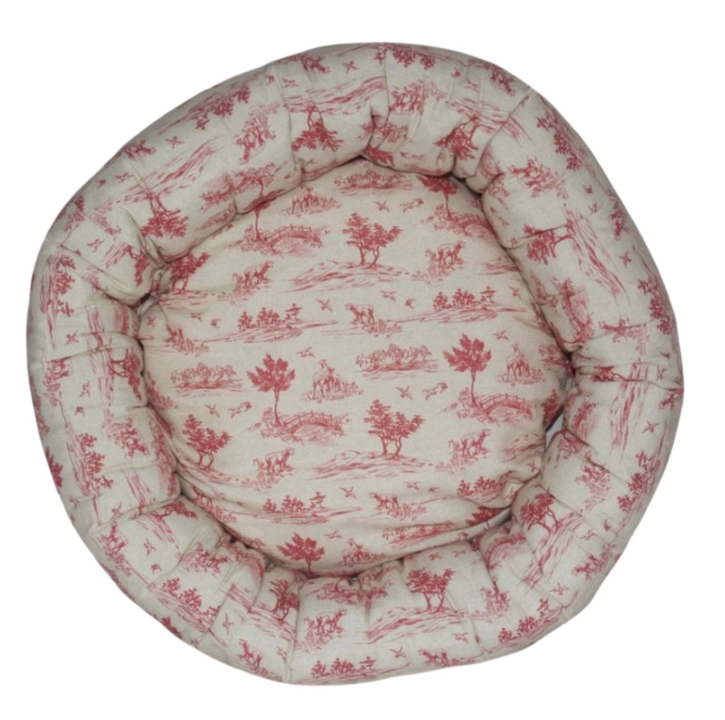 Round Dog Bed Farmhouse Red