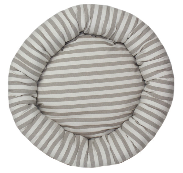 Round Dog Bed Hamptons Beige