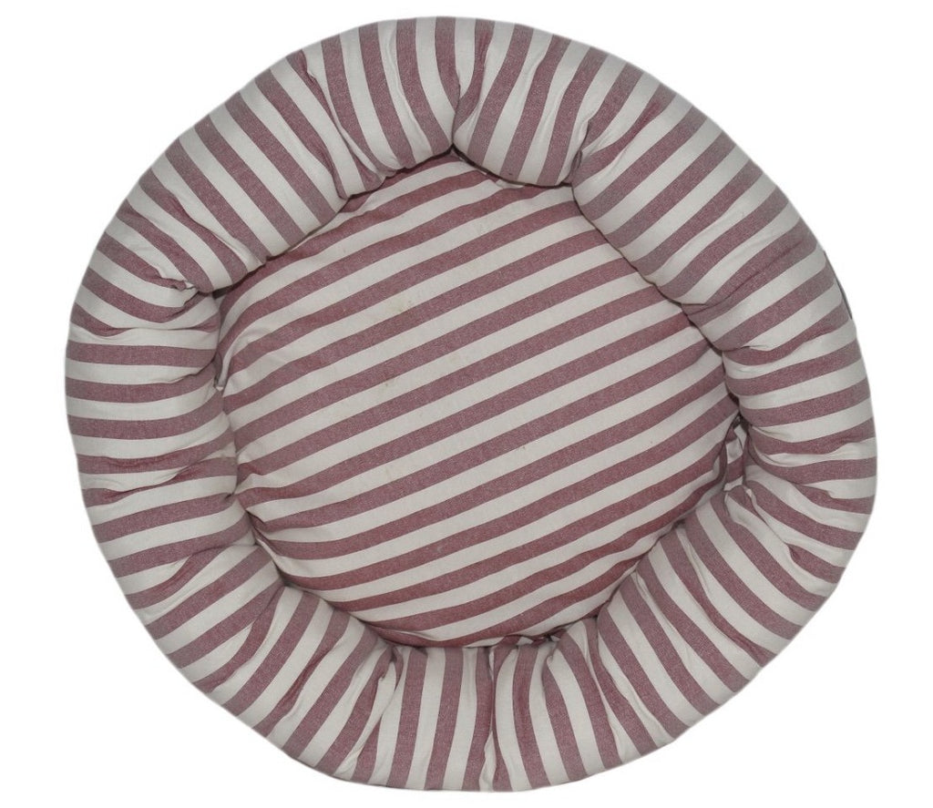 Round Dog Bed Hamptons Bordeaux