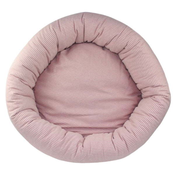 Round Dog Bed Rose Stripes