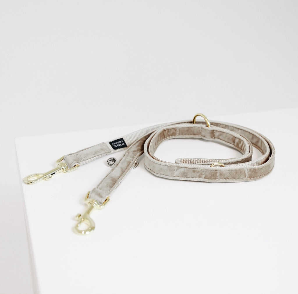 Dog Leash Velvet Beige