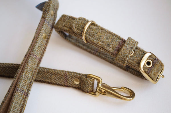 Tweed Dog Collar Beige