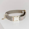 Dog Collar Pied-de-Poule Beige