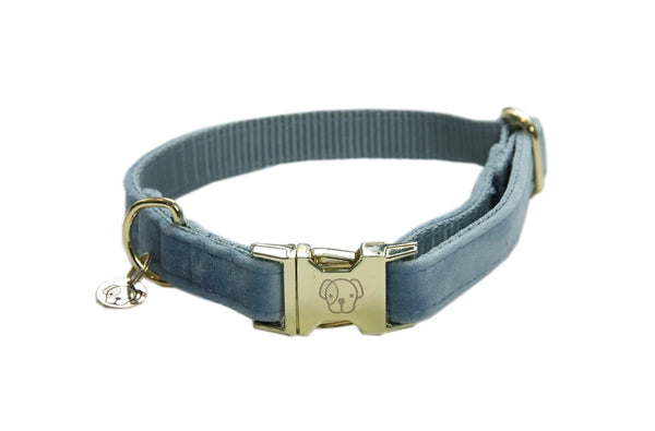 Dog Collar Velvet Light Blue