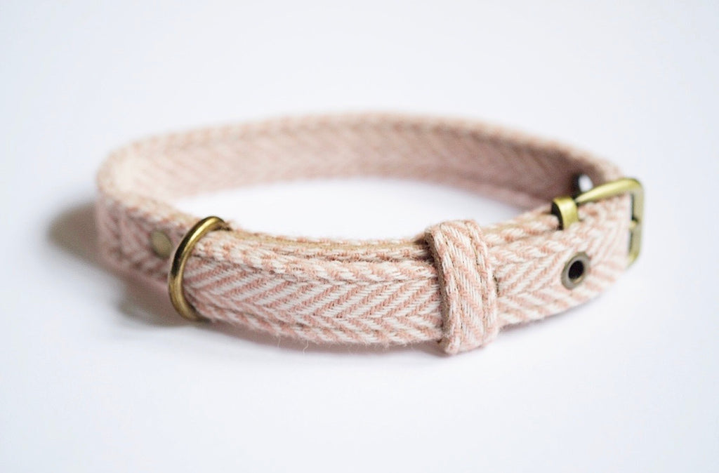 Tweed Dog Collar Rose