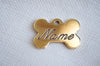 Bone Shaped Brass Dog Tag - Cursive